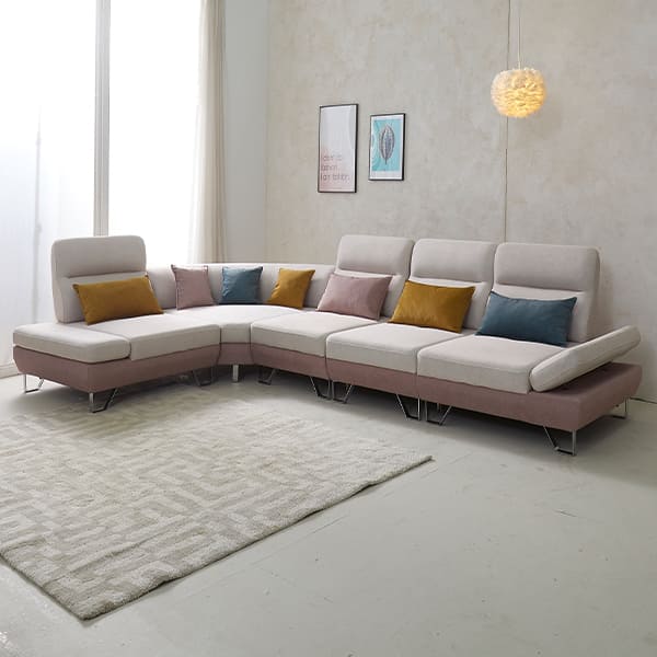 [퍼니챗] 샤르니 조야원단 6인용 패브릭 코너형 스윙소파 (핑크/아이보리) 렌탈 가격비교