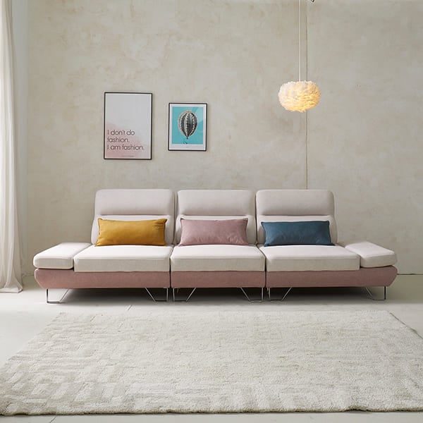 [퍼니챗] 샤르니 조야원단 4인용 패브릭 직선형 스윙소파 (핑크/아이보리) 렌탈 가격비교