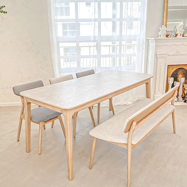 [헨지디자인] 세라토 6인 식탁 벤치형 세트 (의자3+벤치1) 렌탈 가격비교