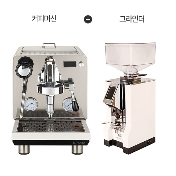 [엘로치오] 가정용 반자동 에스프레소 커피머신 엘로치오 마누스S (화이트) + 미뇽 스페셜리타 유레카 커피그라인더 (비앙코 화이트) 렌탈 가격비교
