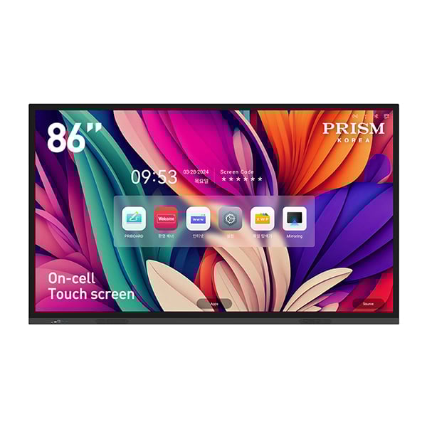 [프리즘코리아] 4K UHD 온셀 스마트 전자칠판 86인치 + 이동형 브라켓 포함 렌탈 가격비교