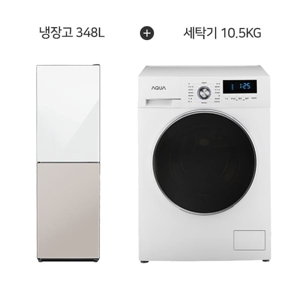 [하이얼] 글램글라스 스마트 콤비 2도어 냉장고 248L (화이트/베이지) + 드럼 세탁기 10.5kg (화이트) 렌탈 가격비교