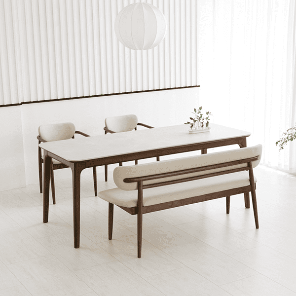 [헨지디자인] 베르나 5인 세라믹 식탁 SET (테이블+의자2+벤치의자) 렌탈 가격비교