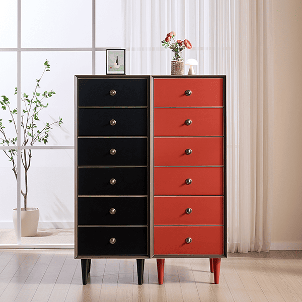 [헨지디자인] 플레르 6단 서랍장 SET (블랙+레드) 렌탈 가격비교