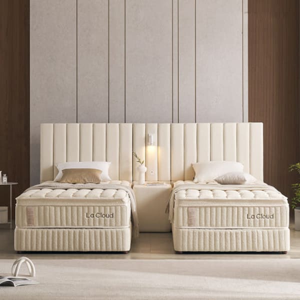 [라클라우드] 루즈노 프리미엄 침대 프레임+매트리스+패널 세트 (트윈) (아이보리) 렌탈 가격비교