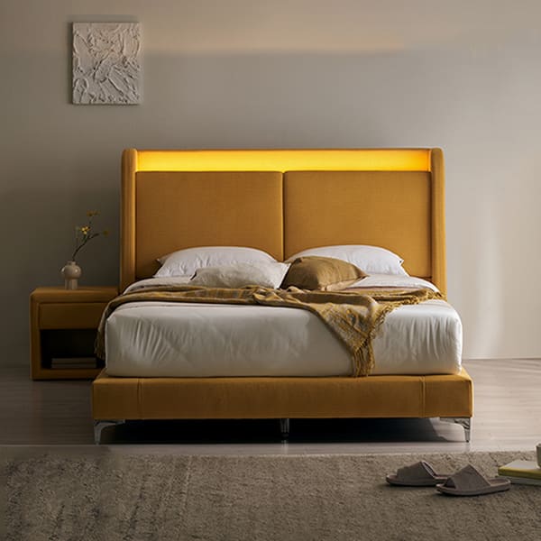 [쉐우드] 루아벨 평상형 LED 패브릭 침대 프레임 K + 협탁 렌탈 가격비교